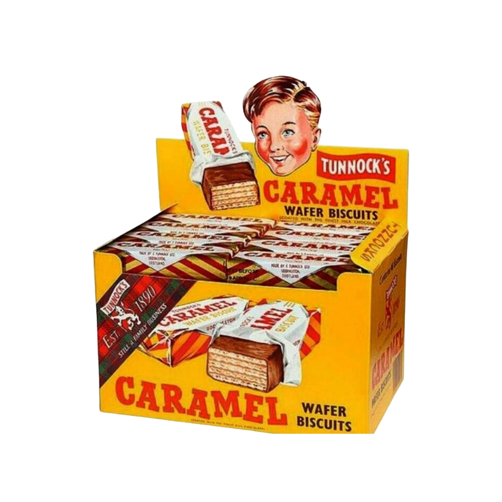 صندوق Tunnock's Caramel Wafer المعروف محليًا باسم بسكويت أبو ولد